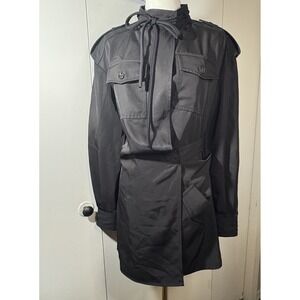 ZARA SRPLS Military Black Maxi Dress Coat XS NWT Pockets